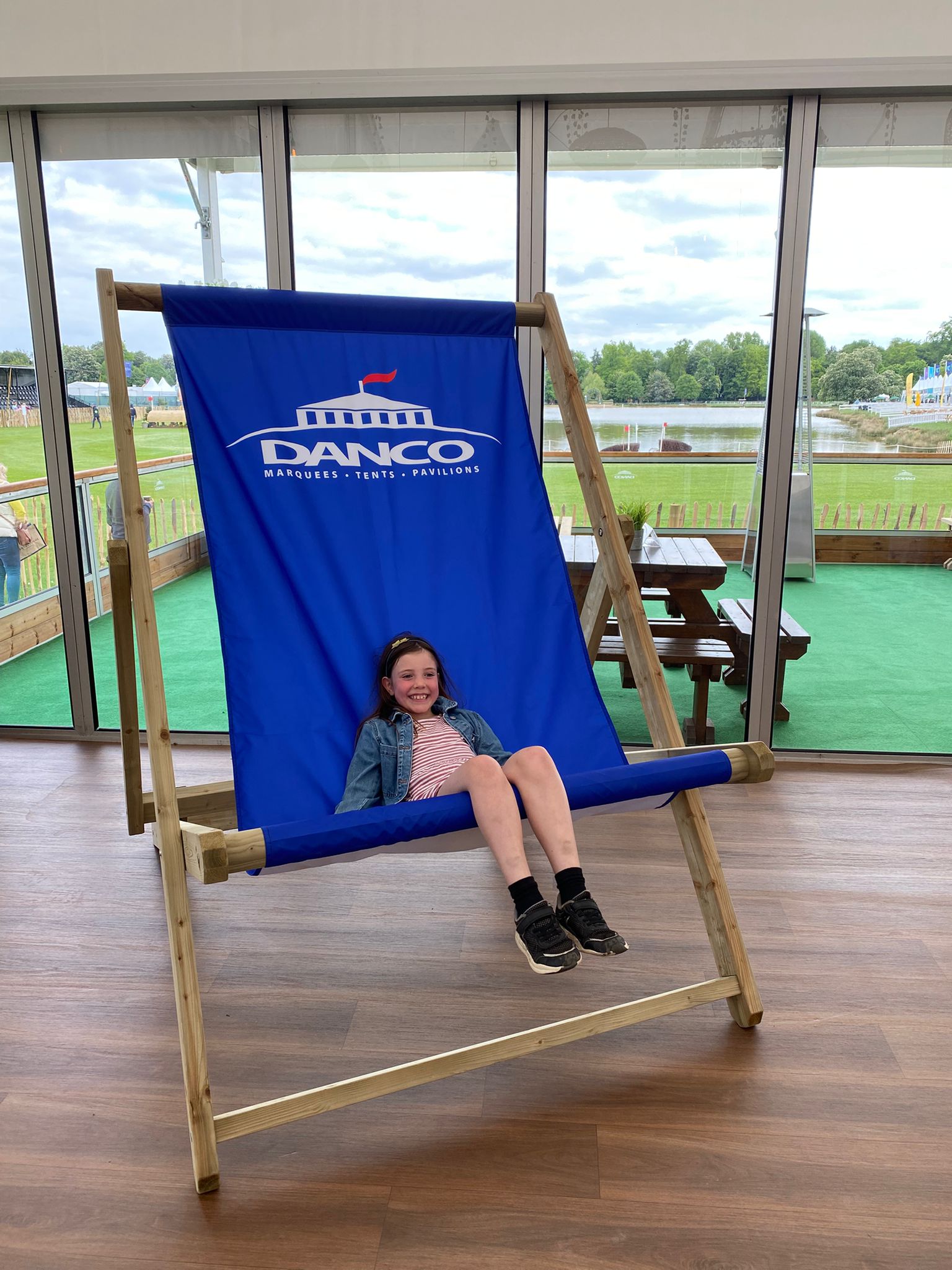 Testing out Danco's giant beach chair