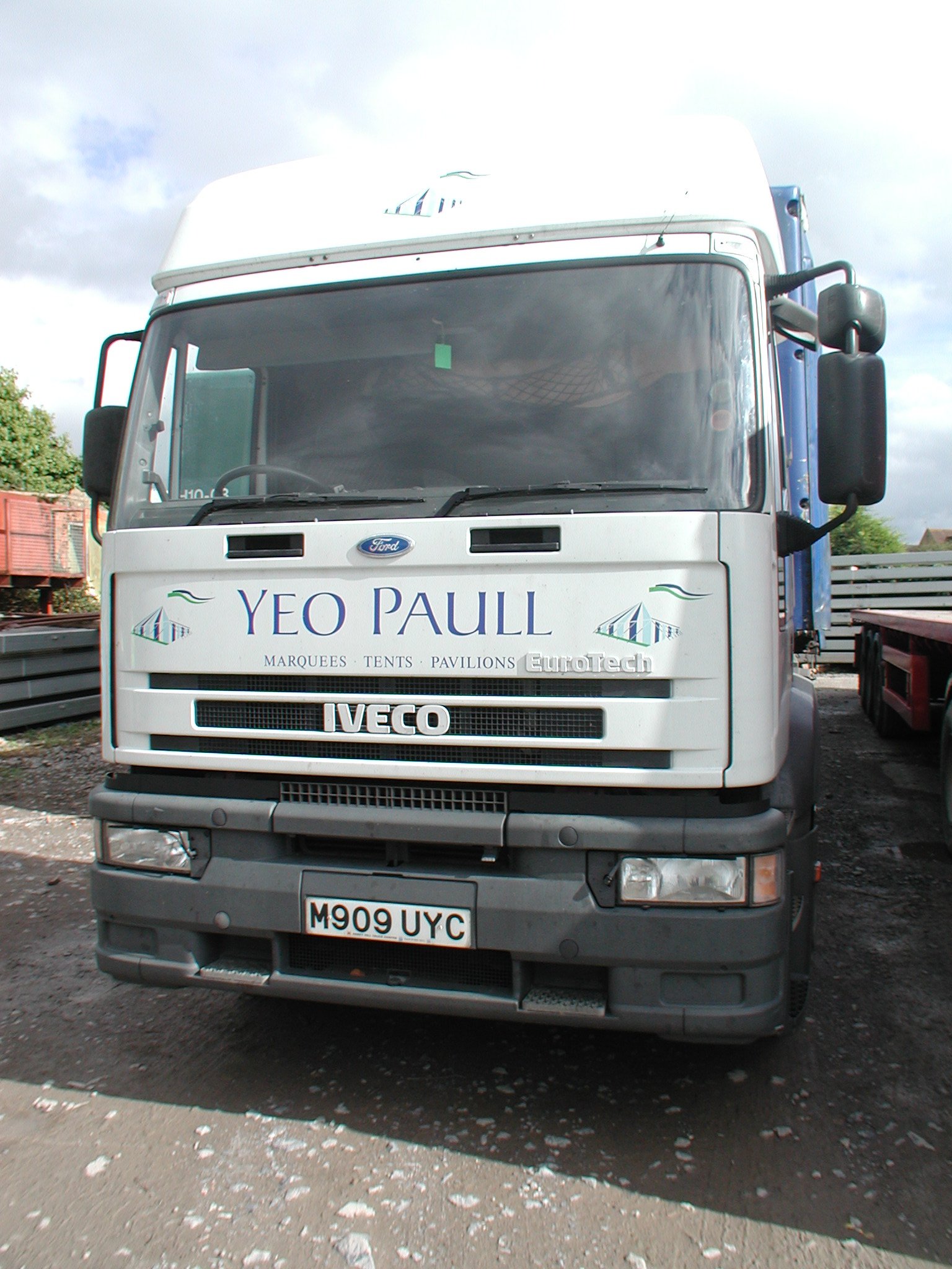 Yeo Paull white truck for transporting traditional marquees